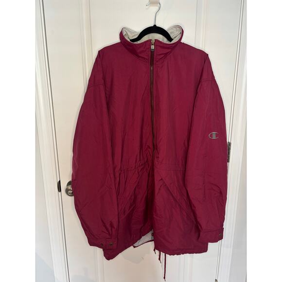 Vintage Champion Red Full-Zip Hooded Windbreaker Jacket Men’s XL - Picture 2 of 10